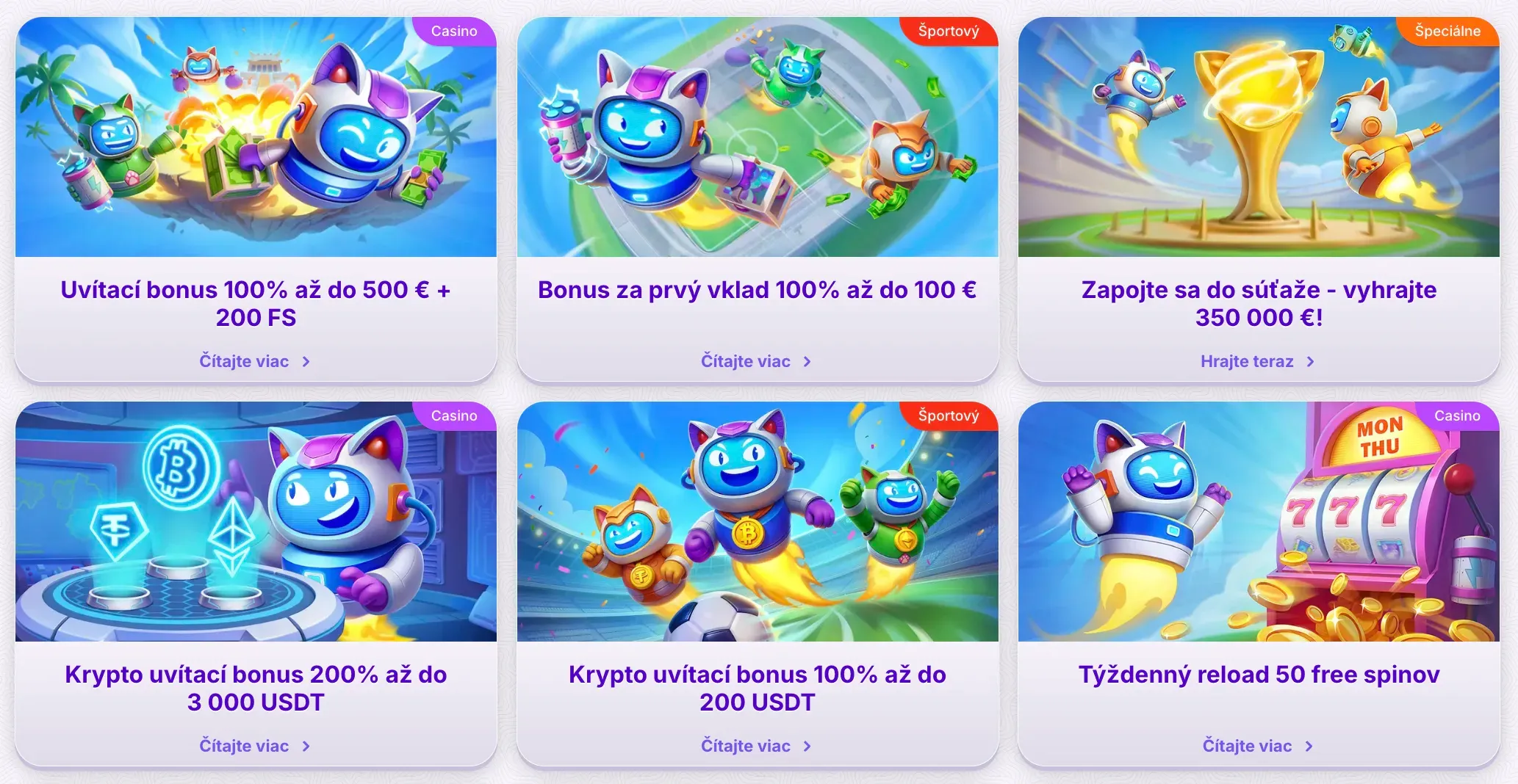 Propagačné ponuky v Robocat casino